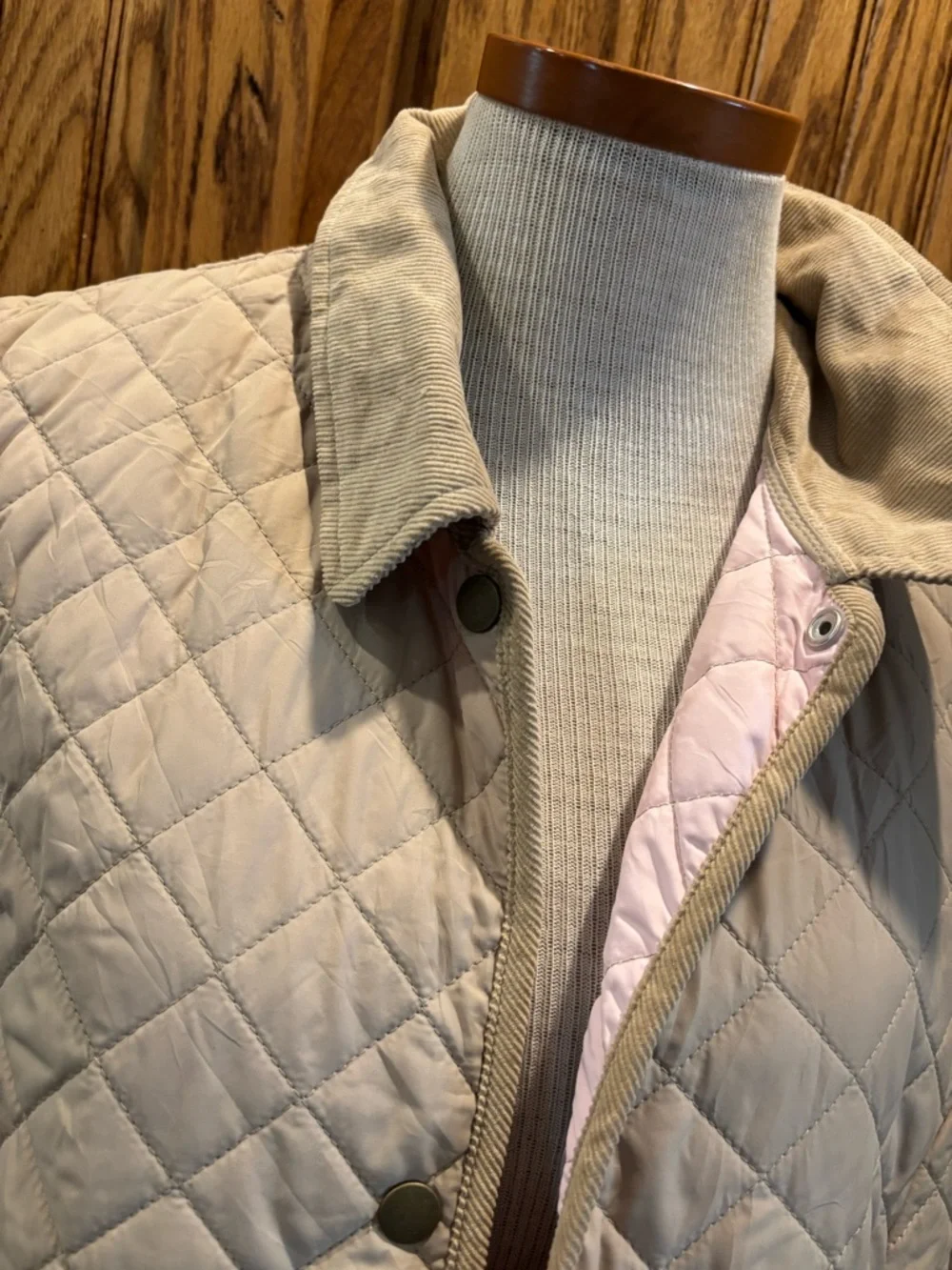 Quilted Beige snap Front Jacket - Picture 2 of 3